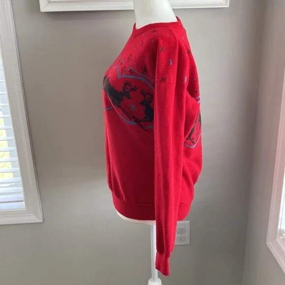 Vintage 90s Tultex Reindeer Christmas Sweatshirt Medium - Picture 4 of 8